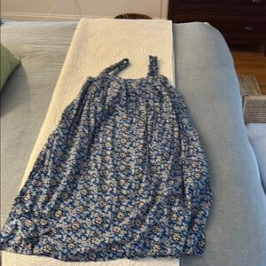 J. Crew Blue and White Ruffled Tiered Maxi Sundress
